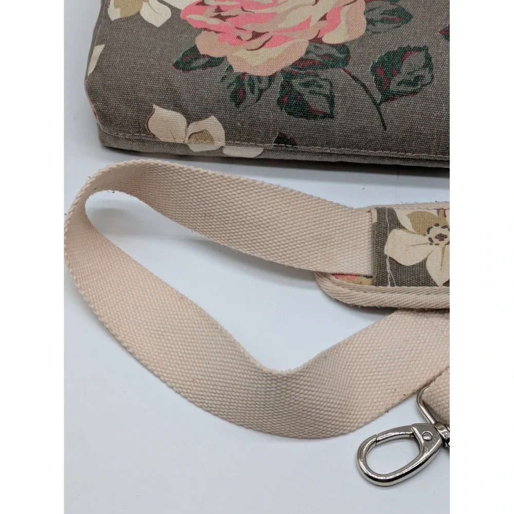 Canvaslife Floral Laptop Bag 16x12 Gray Pink Rose Canvas Shoulder Briefcase